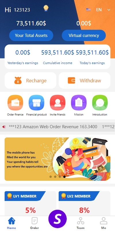 新版多语言抢单刷单源码/派单卡单/余额宝/前端uniapp